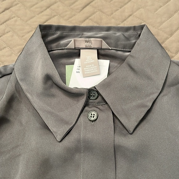 H&M Gray Pointed-collar Shirt/NWT/S - Picture 6 of 12